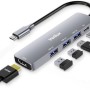 Verilux� USB C Hub,5 in 1 Type C Hub Portable Aluminum Multiport USB Adapter with 4K@30Hz HDMI Output,2.0/3.0 Ports,USB 55W PD Compatible with MacBook Pro/Air/M1,Dell XPS Devices