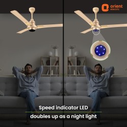 Orient Electric’s 1200mm I Tome Plus| BLDC energy saving ceiling fan | BEE 5-star rated | Ceiling fan with LED lights | Saves up to 50% on electricity bills | 3-year warranty | Topaz Gold, pack of 1