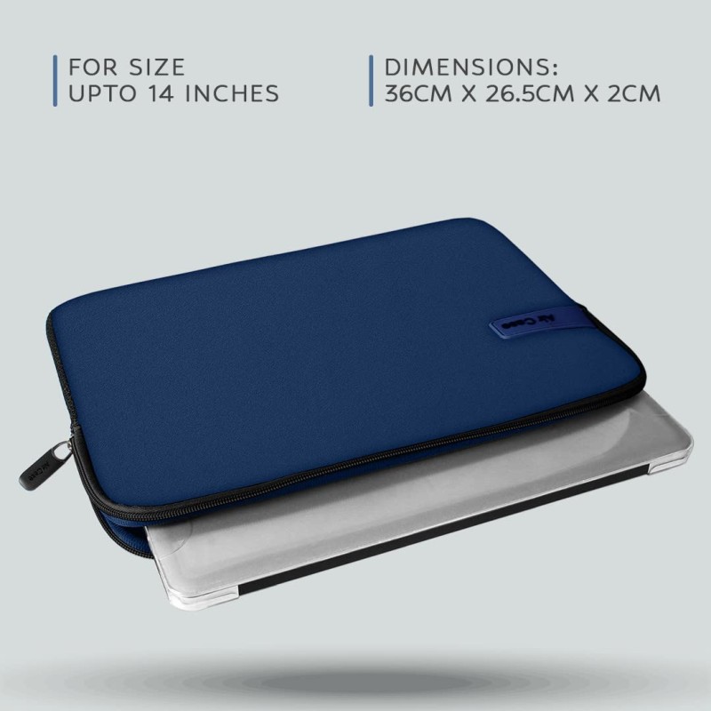AirCase Protective Laptop Bag Sleeve fits Upto 14.1 Laptop/MacBook, Wrinkle Free, Padded, Water Resistant Light Neoprene case Cover Pouch, for Men and Women, Dark Blue