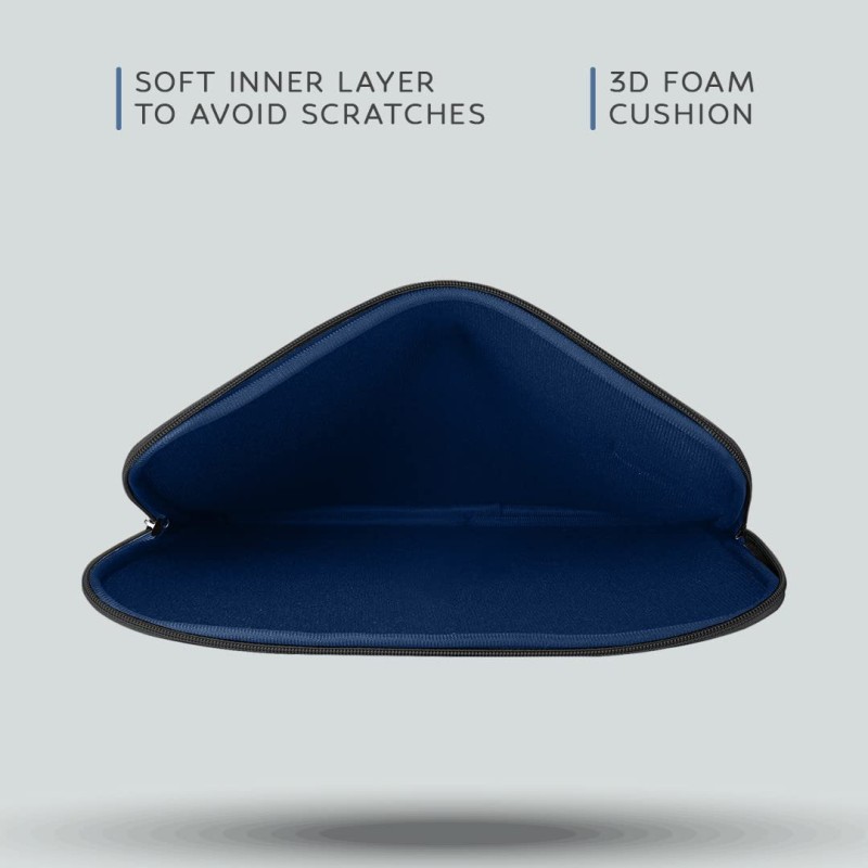 AirCase Protective Laptop Bag Sleeve fits Upto 14.1 Laptop/MacBook, Wrinkle Free, Padded, Water Resistant Light Neoprene case Cover Pouch, for Men and Women, Dark Blue