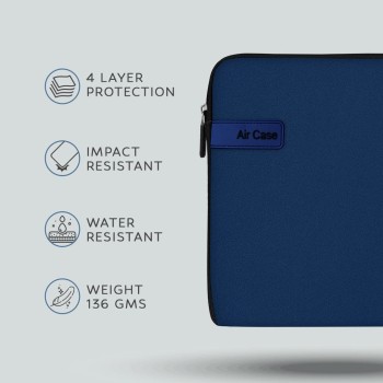 AirCase Protective Laptop Bag Sleeve fits Upto 14.1 Laptop/MacBook, Wrinkle Free, Padded, Water Resistant Light Neoprene case Cover Pouch, for Men and Women, Dark Blue