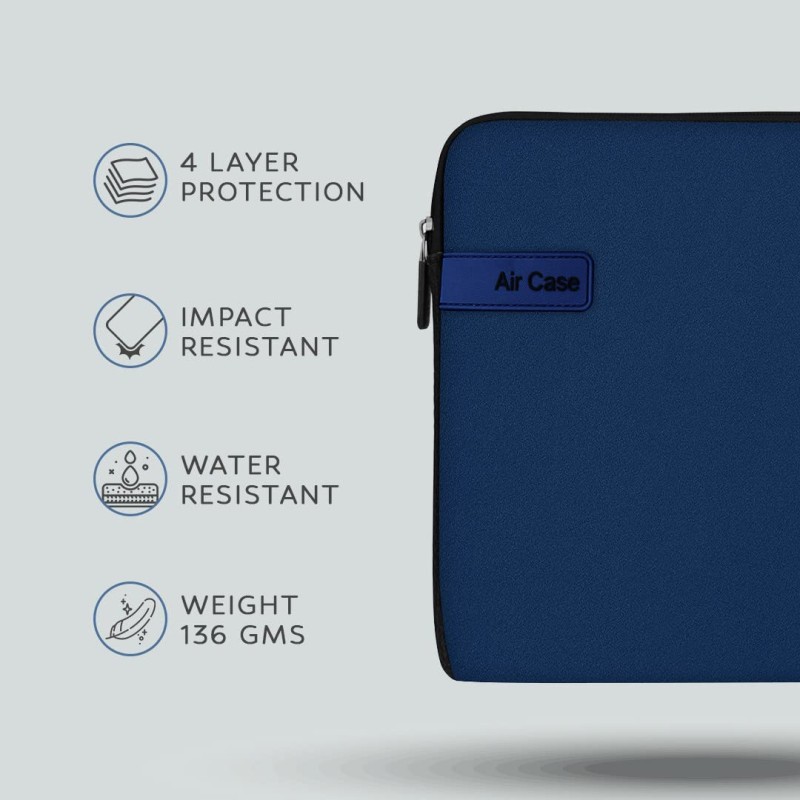 AirCase Protective Laptop Bag Sleeve fits Upto 14.1 Laptop/MacBook, Wrinkle Free, Padded, Water Resistant Light Neoprene case Cover Pouch, for Men and Women, Dark Blue