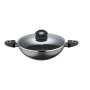 Bergner Orion NonStick 28 cm Kadai, Glass Lid, 3.3 L Capacity, 100% Recyclable, for Deep Fry/Stir-Fry/Curry, Textured Soft Touch Handles, Granite Finish, Induction Bottom, 1-Year Warranty by Bergner