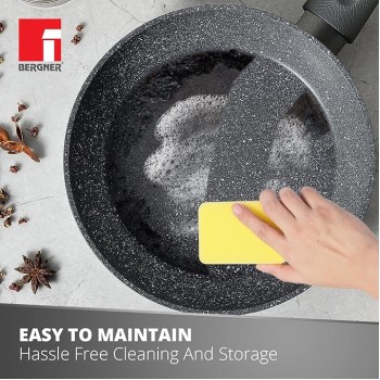 Bergner Orion NonStick 24 cm Fry Pan/ Skillet, 100% Recyclable, For Low Oil Saut�/Pancake/ Crepe/Eggs/Paratha/Toasts, Textured Soft Touch Handle, Granite Finish, Induction & Gas ready, 1-Year Warranty Bergner Orion NonStick 24 cm Fry Pan/ Skillet, 100% Recyclable, For Low Oil Saut�/Pancake/ Crepe/Eggs/Paratha/Toasts, Textured Soft Touch Handle, Granite Finish, Induction & Gas ready, 1-Year Warranty