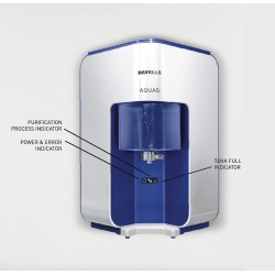 Havells AQUAS Water Purifier (White and Blue), RO+UF, Copper+Zinc+Minerals, 5 stage Purification, 7L Tank, Suitable for Borwell, Tanker & Municipal Water