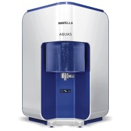 Havells AQUAS Water Purifier (White and Blue), RO+UF, Copper+Zinc+Minerals, 5 stage Purification, 7L Tank, Suitable for Borwell, Tanker & Municipal Water