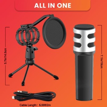 Audio Array AM-C4 USB Plug & Play Condenser Microphone with Tripod, Pop-Filter & Shock Mount | for Conference, Gaming, Podcasting, Voice Over, YouTube, Skype, Zoom & Live Streaming on iOS,Windows Audio Array AM-C4 USB Plug & Play Condenser Microphone with Tripod, Pop-Filter & Shock Mount | for Conference, Gaming, Podcasting, Voice Over, YouTube, Skype, Zoom & Live Streaming on iOS,Windows