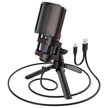 Audio Array AM-C6 USB Plug & Play Condenser Microphone Kit | with pop-Filter & Shock Mount | 3.5 mm No Latency Monitoring, Volume Control & Mute Button | Gaming, Podcasting & Streaming