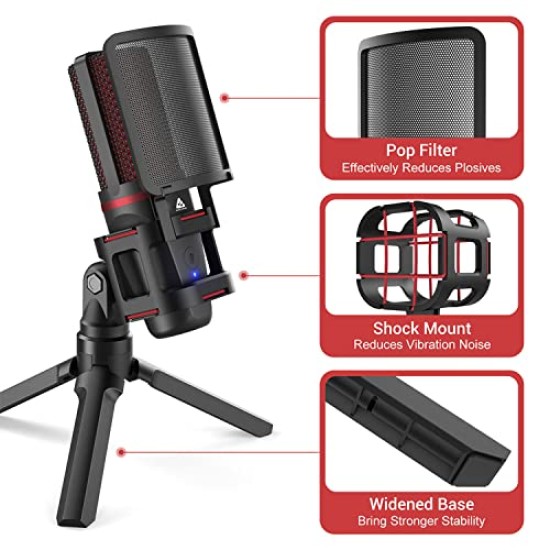 Audio Array AM-C6 USB Plug & Play Condenser Microphone Kit | with pop-Filter & Shock Mount | 3.5 mm No Latency Monitoring, Volume Control & Mute Button | Gaming, Podcasting & Streaming Audio Array AM-C6 USB Plug & Play Condenser Microphone Kit | with pop-Filter & Shock Mount | 3.5 mm No Latency Monitoring, Volume Control & Mute Button | Gaming, Podcasting & Streaming