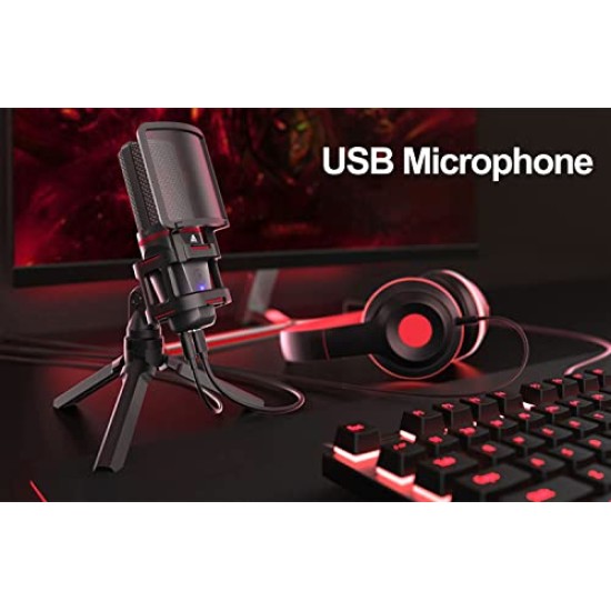 Audio Array AM-C6 USB Plug & Play Condenser Microphone Kit | with pop-Filter & Shock Mount | 3.5 mm No Latency Monitoring, Volume Control & Mute Button | Gaming, Podcasting & Streaming Audio Array AM-C6 USB Plug & Play Condenser Microphone Kit | with pop-Filter & Shock Mount | 3.5 mm No Latency Monitoring, Volume Control & Mute Button | Gaming, Podcasting & Streaming