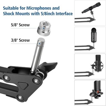 Audio Array AA-01 Suspension Boom Scissor Microphone Stand | Double Layer Mesh Pop Filter | Sturdy Boom Arm with 1.8kg Capacity | 5/8" to 3/8" Screw Adapter | Mic Holder | Mic Foam Cover | Cable Ties Audio Array AA-01 Suspension Boom Scissor Microphone Stand | Double Layer Mesh Pop Filter | Sturdy Boom Arm with 1.8kg Capacity | 5/8" to 3/8" Screw Adapter | Mic Holder | Mic Foam Cover | Cable Ties
