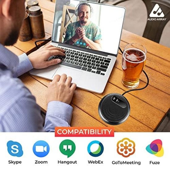 Audio Array AM-C10 USB Plug & Play Conference Microphone with Speaker | Omni Directional Pickup Upto 4M | Speaker and Mic Mute Buttons | Volume Control & Mute Button | Ideal for Meeting & Video Call Audio Array AM-C10 USB Plug & Play Conference Microphone with Speaker | Omni Directional Pickup Upto 4M | Speaker and Mic Mute Buttons | Volume Control & Mute Button | Ideal for Meeting & Video Call
