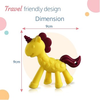 LuvLap Silicone Teether for 6 to 12 Months Baby/Toddler, Teething Toy for Infants andBabies, 100% Food Grade Silicone, Unicorn Design with Textured Surface (Yellow & Purple)