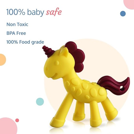 LuvLap Silicone Teether for 6 to 12 Months Baby/Toddler, Teething Toy for Infants andBabies, 100% Food Grade Silicone, Unicorn Design with Textured Surface (Yellow & Purple) LuvLap Silicone Teether for 6 to 12 Months Baby/Toddler, Teething Toy for Infants andBabies, 100% Food Grade Silicone, Unicorn Design with Textured Surface (Yellow & Purple)