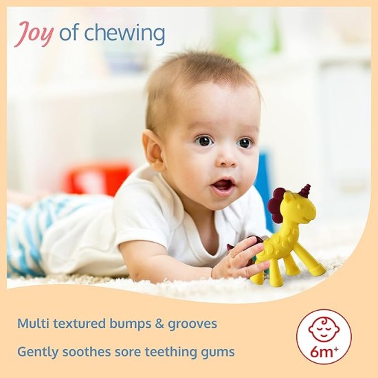 LuvLap Silicone Teether for 6 to 12 Months Baby/Toddler, Teething Toy for Infants andBabies, 100% Food Grade Silicone, Unicorn Design with Textured Surface (Yellow & Purple) LuvLap Silicone Teether for 6 to 12 Months Baby/Toddler, Teething Toy for Infants andBabies, 100% Food Grade Silicone, Unicorn Design with Textured Surface (Yellow & Purple)