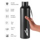 MILTON Aura 1000 Thermosteel Bottle, 1050 ml Water Bottles, 24 Hours Hot and Cold, Easy to Carry, Easy Grip, Rust Proof, Tea, Coffee, Office, Travel Bottle, Black