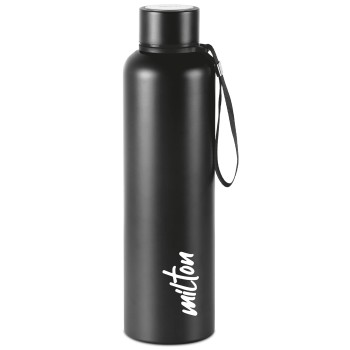 MILTON Aura 1000 Thermosteel Bottle, 1050 ml Water Bottles, 24 Hours Hot and Cold, Easy to Carry, Easy Grip, Rust Proof, Tea, Coffee, Office, Travel Bottle, Dark Blue
