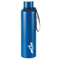 MILTON Aura 1000 Thermosteel Bottle, 1050 ml Water Bottles, 24 Hours Hot and Cold, Easy to Carry, Easy Grip, Rust Proof, Tea, Coffee, Office, Travel Bottle, Dark Blue