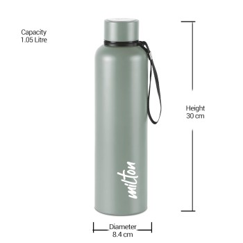 Milton Aura 1000 Thermosteel Bottle, 1050 ml Water Bottles, 24 Hours Hot and Cold, Easy to Carry, Easy Grip, Rust Proof, Tea, Coffee, Office, Travel Bottle, Grey Milton Aura 1000 Thermosteel Bottle, 1050 ml Water Bottles, 24 Hours Hot and Cold, Easy to Carry, Easy Grip, Rust Proof, Tea, Coffee, Office, Travel Bottle, Grey