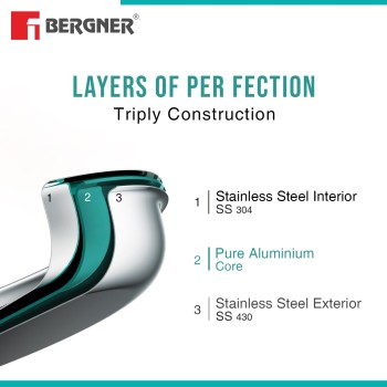 Bergner Tripro Triply 24cm (3.1 L) Chinese Wok, for Stir-Fry/Saut�/Noodles/Fried Rice/Shallow Fry/Curry, Heat Resistant Handle, Induction Bottom and Gas Stove Ready (5-Year Warranty by Bergner) Bergner Tripro Triply 24cm (3.1 L) Chinese Wok, for Stir-Fry/Saut�/Noodles/Fried Rice/Shallow Fry/Curry, Heat Resistant Handle, Induction Bottom and Gas Stove Ready (5-Year Warranty by Bergner)