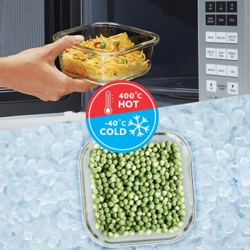 Borosil Ace Borosilicate Glass Lunch Boxes Set of 2 (320 ml Each) with Lunch Bag, Square, Horizontal, Lunchboxes for Office & College, Microwave Safe, Leak Proof (Transparent, Green) Borosil Ace Borosilicate Glass Lunch Boxes Set of 2 (320 ml Each) with Lunch Bag, Square, Horizontal, Lunchboxes for Office & College, Microwave Safe, Leak Proof (Transparent, Green)