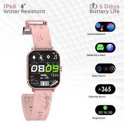 pTron Newly Launched Force X10 Bluetooth Calling Smartwatch with 1.7" Full Touch Color Display, Real Heart Rate Monitor, SpO2, Watch Faces, 5 Days Runtime, Fitness Trackers & IP68 Waterproof (Pink)