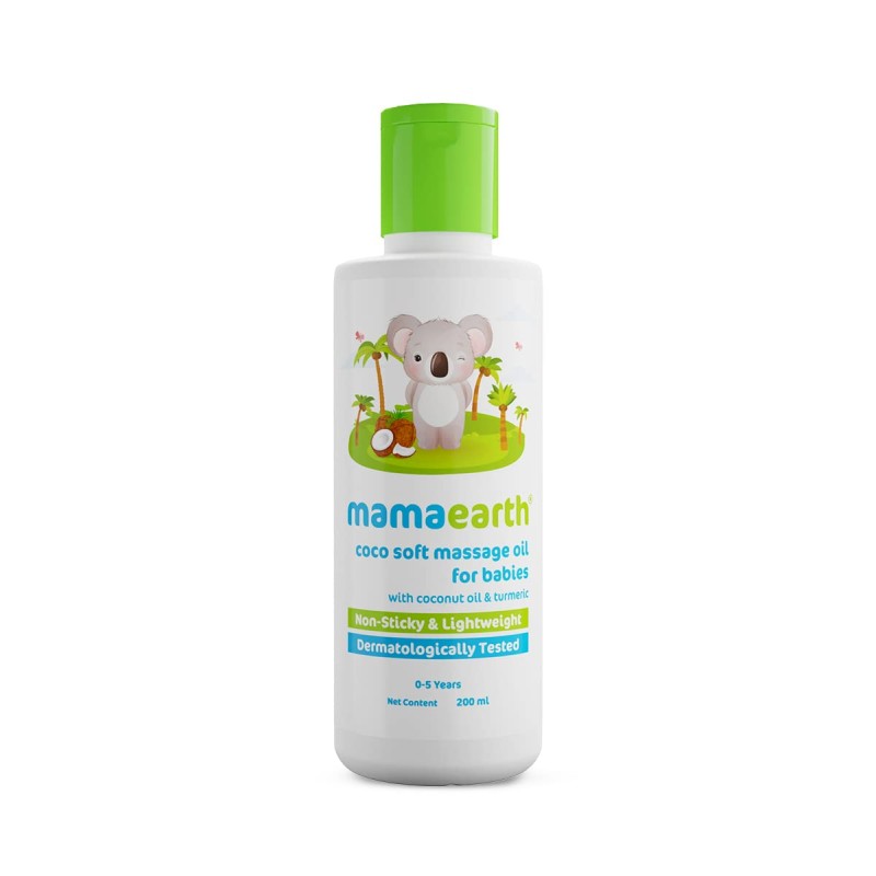 Mamaearth Coco Soft Massage Oil For Babies - 200 ml | Infused with Coconut Oil and Turmeric | Deeply Moisturizes Skin, Soothes Itchiness, Non-Sticky, Dermatologically Tested