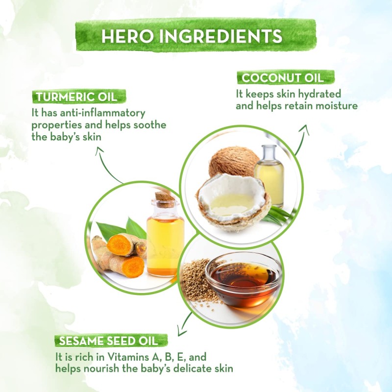 Mamaearth Coco Soft Massage Oil For Babies - 200 ml | Infused with Coconut Oil and Turmeric | Deeply Moisturizes Skin, Soothes Itchiness, Non-Sticky, Dermatologically Tested