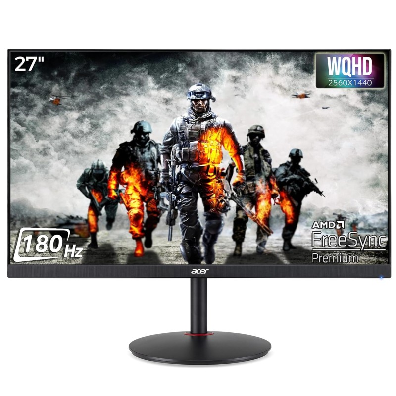 Acer Nitro Xv272U V3 27 Inch IPS Wqhd 2560 X 1440 Pixels Gaming Backlight Led LCD Monitor|180Hz Refresh Rate,0.5Ms Resonse Time|HDR 400|AMD Free Sync|Eyesafe Certified,Black
