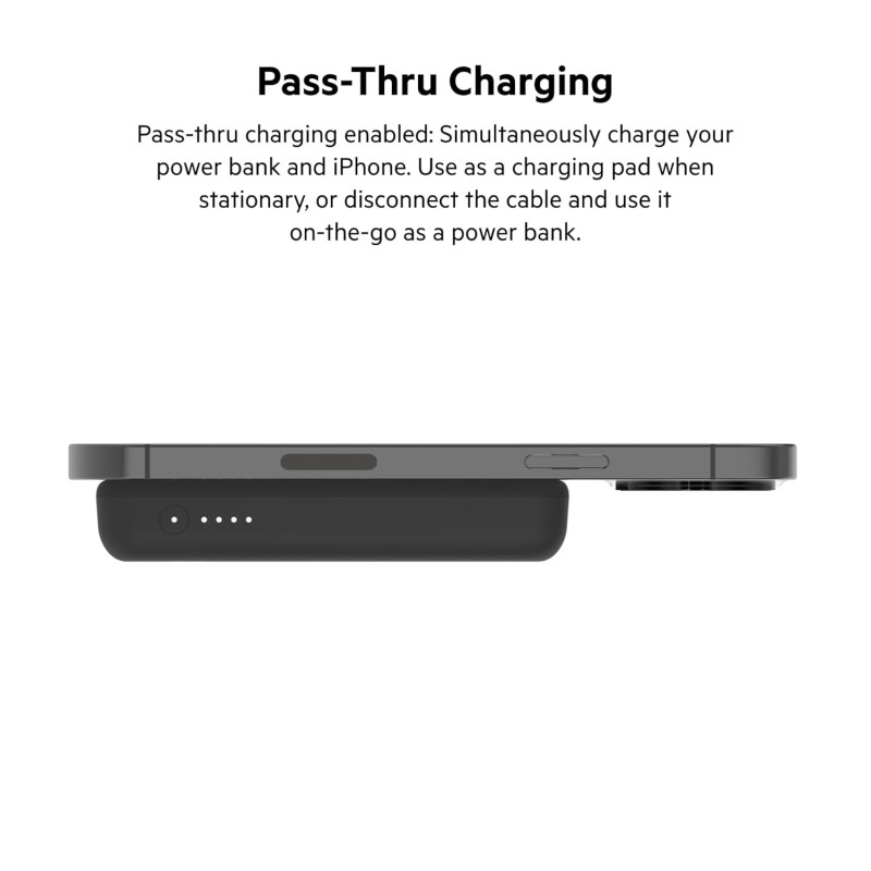 (Refurbished) Belkin 5000 mAh Magsafe Wireless Power Bank | 7.5W Wireless Fast Charging | Compatible w/iPhone 17, Air, Pro, ProMax, AirPods, Google Pixel 10, etc. | 2 Years Warranty | Black (Refurbished) Belkin 5000 mAh Magsafe Wireless Power Bank | 7.5W Wireless Fast Charging | Compatible w/iPhone 17, Air, Pro, ProMax, AirPods, Google Pixel 10, etc. | 2 Years Warranty | Black