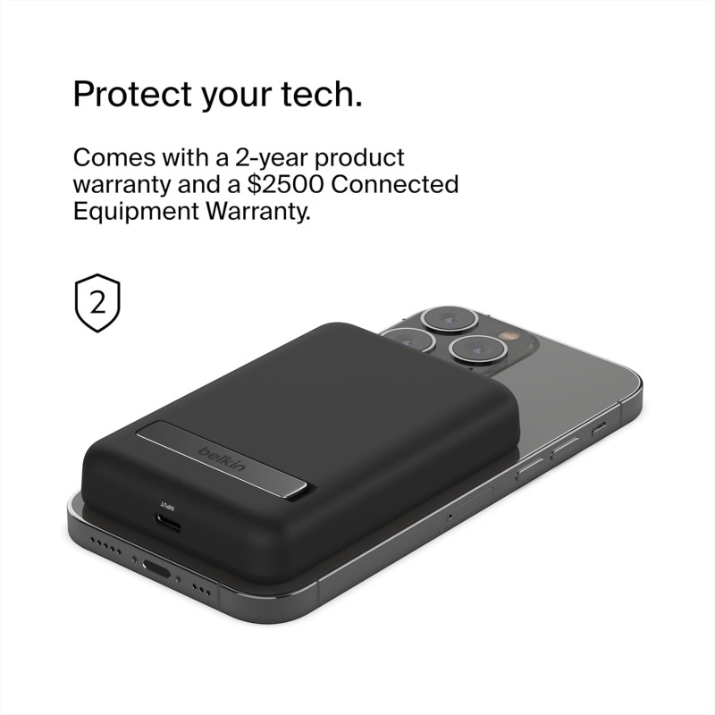 (Refurbished) Belkin 5000 mAh Magsafe Wireless Power Bank | 7.5W Wireless Fast Charging | Compatible w/iPhone 17, Air, Pro, ProMax, AirPods, Google Pixel 10, etc. | 2 Years Warranty | Black (Refurbished) Belkin 5000 mAh Magsafe Wireless Power Bank | 7.5W Wireless Fast Charging | Compatible w/iPhone 17, Air, Pro, ProMax, AirPods, Google Pixel 10, etc. | 2 Years Warranty | Black