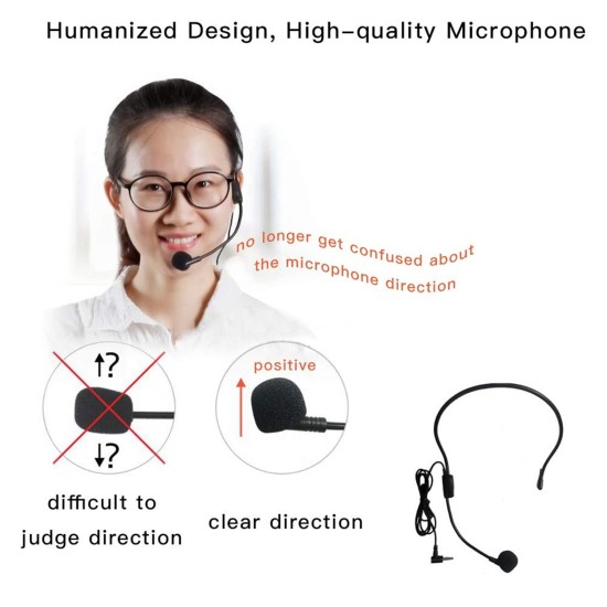 ZORBES® Voice-Amplifier Microphone Headset Set - 2200 mAh, Support TF Card/Flash Drive, with Strap Belt, Portable Voice Amplifier for Teachers