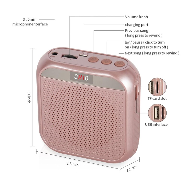 ZORBES� Voice-Amplifier Microphone Headset Set - 2200 mAh, Support TF Card/Flash Drive, with Strap Belt, Portable Voice Amplifier for Teachers ZORBES� Voice-Amplifier Microphone Headset Set - 2200 mAh, Support TF Card/Flash Drive, with Strap Belt, Portable Voice Amplifier for Teachers