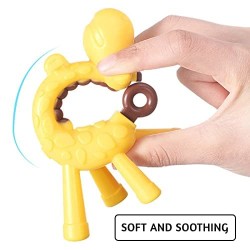 BabyGo Baby Silicone teether Giraffe Teething Toys Hand Chewing Soother Toddler for Baby (Yellow)…