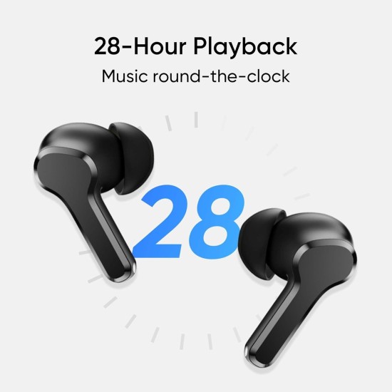 realme TechLife Buds T100 Bluetooth Truly Wireless in Ear Earbuds with mic, AI ENC for Calls, Google Fast Pair, 28 Hours Total Playback with Fast Char