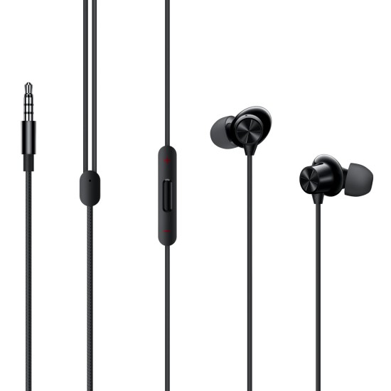 OnePlus Nord Wired Earphones with mic, 3.5mm Audio Jack, Enhanced bass with 9.2mm Dynamic Drivers, in-Ear Wired Earphone - Black