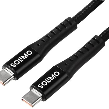 (Refurbished) Amazon Brand - Solimo 65W Fast Charging Braided Type C to C Data Cable | Suitable For All Supported Mobile Phones (1.5 Meter, Black)