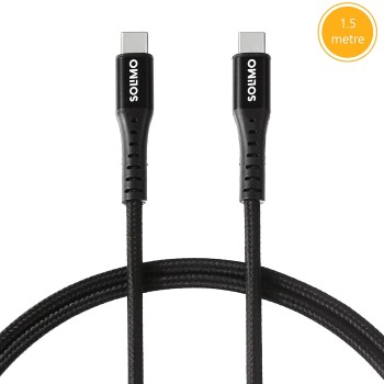 (Refurbished) Amazon Brand - Solimo 65W Fast Charging Braided Type C to C Data Cable | Suitable For All Supported Mobile Phones (1.5 Meter, Black) (Refurbished) Amazon Brand - Solimo 65W Fast Charging Braided Type C to C Data Cable | Suitable For All Supported Mobile Phones (1.5 Meter, Black)