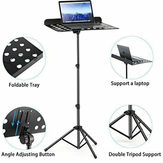 Techtest Music Stand for Notes Height & Angle Adjustable Orchestral Stand Conductor Sheet Stand and Music Sheet Clip Holder Notation Stand for Singers Lyrics Stand Folding Musical Instruments