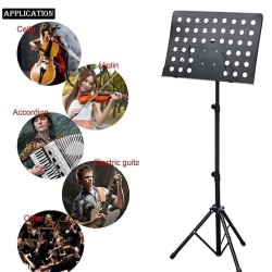 Techtest Music Stand for Notes Height & Angle Adjustable Orchestral Stand Conductor Sheet Stand and Music Sheet Clip Holder Notation Stand for Singers Lyrics Stand Folding Musical Instruments