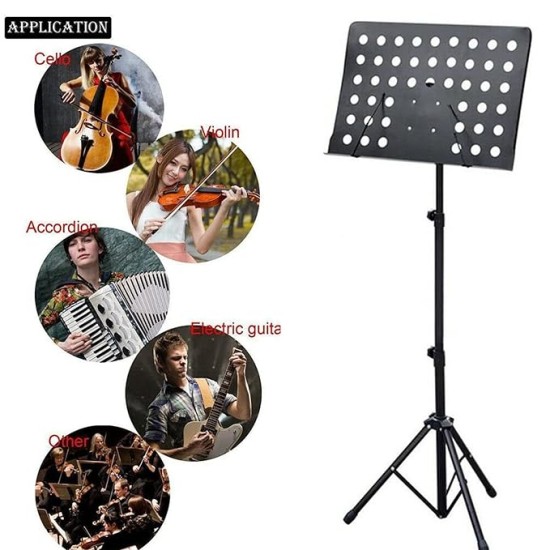 Techtest Music Stand for Notes Height & Angle Adjustable Orchestral Stand Conductor Sheet Stand and Music Sheet Clip Holder Notation Stand for Singers Lyrics Stand Folding Musical Instruments