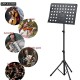Techtest Music Stand for Notes Height & Angle Adjustable Orchestral Stand Conductor Sheet Stand and Music Sheet Clip Holder Notation Stand for Singers Lyrics Stand Folding Musical Instruments