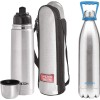 Milton Duo 2200 Thermosteel 24 Hours Hot and Cold Water Bottle with Handle, 2.02 litres, Silver & milton thermosteel flip lid Flask, 1000 milliliters, Silver Milton Duo 2200 Thermosteel 24 Hours Hot and Cold Water Bottle with Handle, 2.02 litres, Silver & milton thermosteel flip lid Flask, 1000 milliliters, Silver