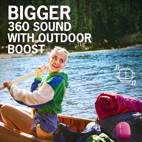 Ultimate Ears WONDERBOOM 3, Small Portable Wireless Bluetooth Speaker, Big Bass 360-Degree Sound for Outdoors, Waterproof, Dustproof IP67, Floatable, 40 m Range - Black