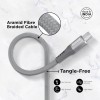 Lenovo USB C to Type-C Tangle-free Aramid fiber braided 1.2m cable with Fast PD charging(upto 100W support) & 480 MBPS data transmission, certified 10000+ bend lifespan, Metallic Grey Lenovo USB C to Type-C Tangle-free Aramid fiber braided 1.2m cable with Fast PD charging(upto 100W support) & 480 MBPS data transmission, certified 10000+ bend lifespan, Metallic Grey