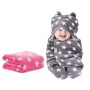 OYO BABY Baby Blanket New Born Babies Super Soft Baby Combo Wrapper Baby Sleeping Bag for Baby Boys, Baby Girls | All Season | Sleeping Bag | Nursing Baby Gifts(Pink & Grey Star Printed)