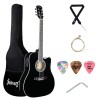 Juarez JRB41C/BK-EQ 41 Inch Acoustic Guitar Kit with Truss Rod, Solid Linden Wood, Ziko Strings, Pearl Rosette, Rosewood Fretboard & Bridge, Die Cast Machine with Picks, Strap, Strings & Bag Black