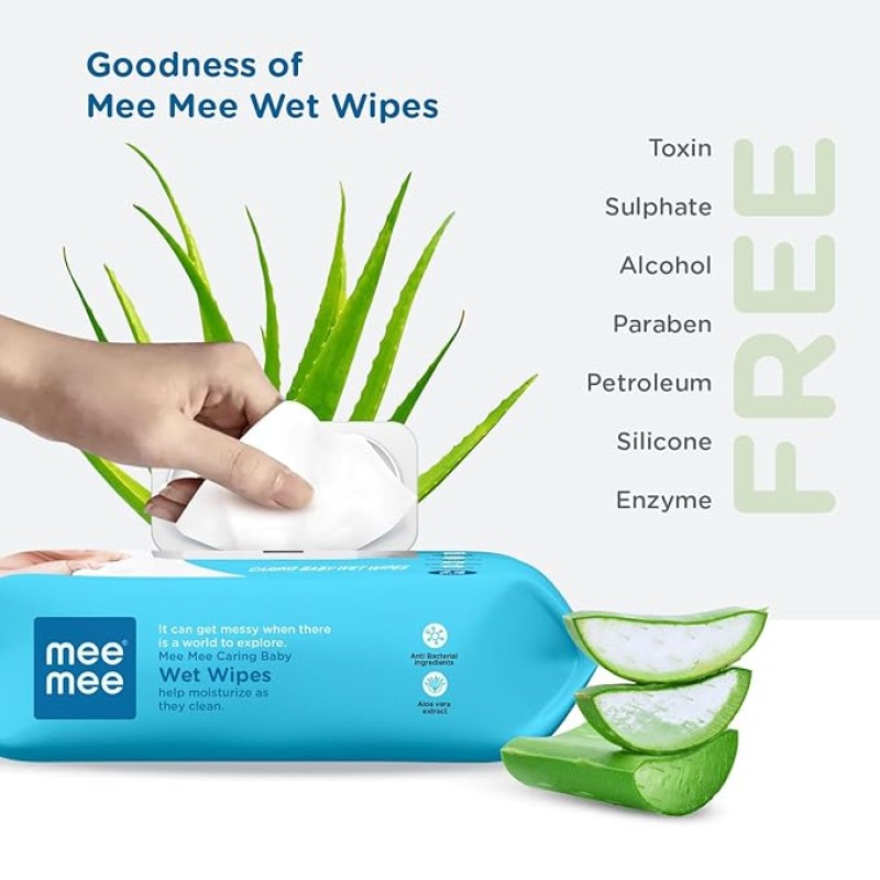 Mee Mee Soft Gentle Baby Wet Wipes (72 Wipes) Pack of 6 | Infused with Aloe Vera and Vitamin E | Paraben & Sulphate Free | Cleansing Wipes | Wipes Combo for Babies Mee Mee Soft Gentle Baby Wet Wipes (72 Wipes) Pack of 6 | Infused with Aloe Vera and Vitamin E | Paraben & Sulphate Free | Cleansing Wipes | Wipes Combo for Babies