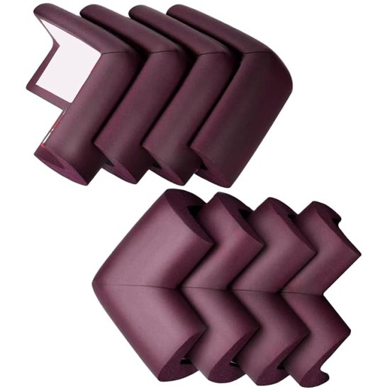 BabyPro BabyProofing Corner Guards (12mm, Pack of 8) with Strong Adhesive Tape by Certified Professional Childproofer for Covering Sharp Edges & Corners of Bed, Table & Furniture (Brown)