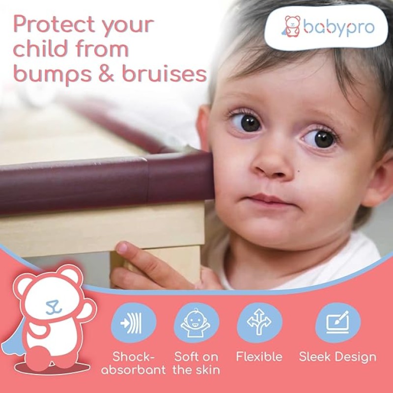 BabyPro BabyProofing Corner Guards (12mm, Pack of 8) with Strong Adhesive Tape by Certified Professional Childproofer for Covering Sharp Edges & Corners of Bed, Table & Furniture (Brown) BabyPro BabyProofing Corner Guards (12mm, Pack of 8) with Strong Adhesive Tape by Certified Professional Childproofer for Covering Sharp Edges & Corners of Bed, Table & Furniture (Brown)